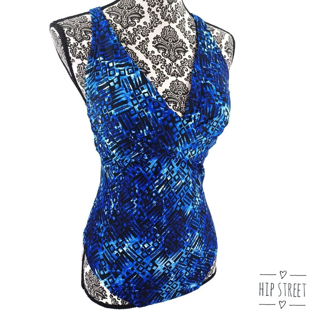 SPEEDO Swimsuit Cross Band One Piece Abstract Print 12